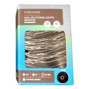 Torchier String Lights 20ft 60 LED Warm White, Winter